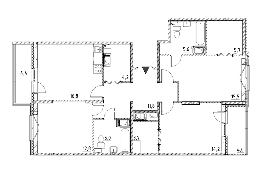 3-комнатная квартира 100.6 м², 8/12 эт., ЖК «Квартал Che»